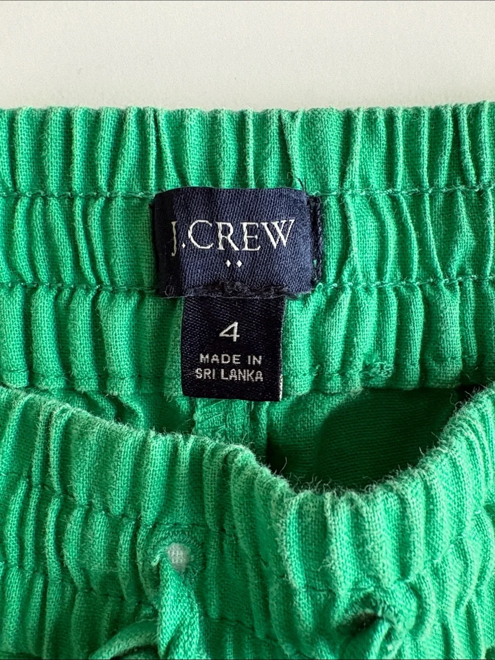 J. Crew Linen Cotton High Rise Elastic Waist Tapered Straight Pant Boho Green 4